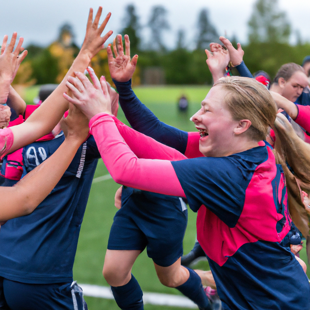 Group high-five after a neighborhood match